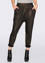 Трикотажные брюки с фолиевым принтом (черный/золотистый) Bonprix