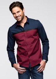 Рубашка (темно-синий/бордовый) Bonprix