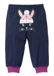 Мода для малышей: футболка с длинным рукавом + трикотажные брюки из биохлопка (2 изд.), Размеры  56/62-92/98 (пионовый/темно-синий) Bonprix