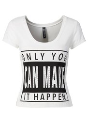 Короткая футболка с принтом (капри-синий) Bonprix