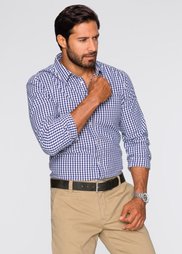 Клетчая рубашка Regular Fit с длинным рукавом (индиго/белый в клетку) Bonprix