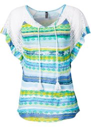 Футболка с кружевом (абрикосовый с рисунком) Bonprix