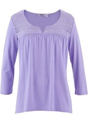 Футболка с кружевом и рукавом 3/4 (черный) Bonprix