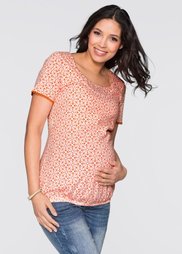 Мода для беременных: футболка с функцией кормления (лососевый/белый с рисунком) Bonprix
