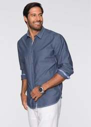 Рубашка Regular Fit с длинным рукавом (темно-синий с узором) Bonprix