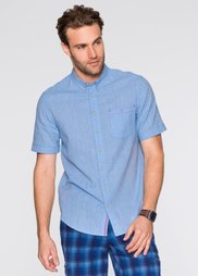 Рубашка Regular Fit с коротким рукавом (голубой/белый меланж) Bonprix
