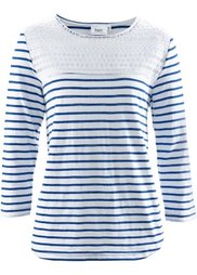 Футболка с рукавом 3/4 (омаровый/белый в полоску) Bonprix