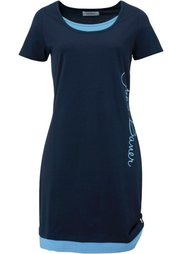 Трикотажное платье с принтом и коротким рукавом (изумрудный) Bonprix