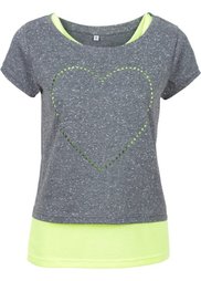 Футболка + топ (2 изд.) (черный/ярко-розовый неон) Bonprix