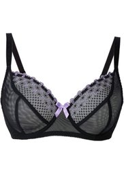 Бюстгальтер, чашка F (черный/сиреневый) Bonprix