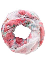 Шарф-снуд с цветами (серый/белый/ярко-розовый) Bonprix