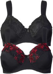 Бюстгальтер (2 изд.), чашка D (черный + черный/красный) Bonprix
