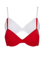 Бюстгальтер (2 шт.), чашка D (клубничный/белый) Bonprix