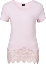 Футболка с кружевной вставкой (голубой) Bonprix