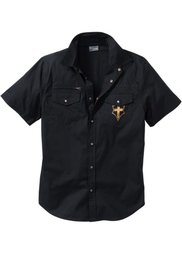 Рубашка Slim Fit с коротким рукавом (темно-оливковый) Bonprix
