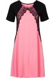 Платье с кружевными деталями (черный/цвет фуксии) Bonprix