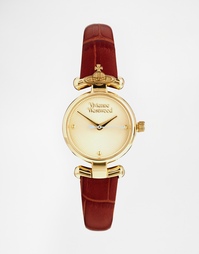 Часы с кожаным ремешком и орбитой-державой Vivienne Westwood VV090GDBR