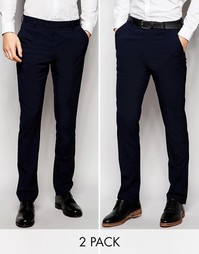 Комплект из 2 брюк слим ASOS, СКИДКА 17% - Темно-синий