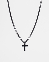 Ожерелье с подвеской-крестом ASOS - Черный