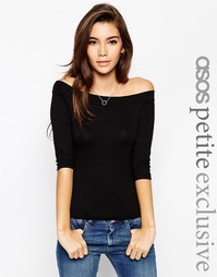 Топ с вырезом лодочкой и рукавом 3/4 ASOS PETITE - Черный