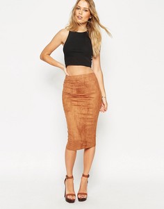 Юбка-карандаш миди из искусственной замши ASOS