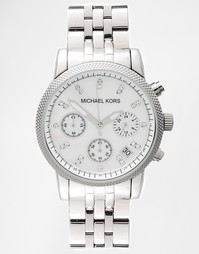 Часы с хронографом и серебристым ремешком Michael Kors Ritz Glitz MK50