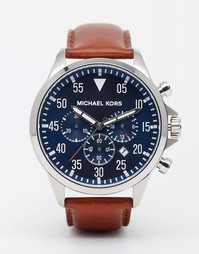 Часы-хронограф с коричневым кожаным ремешком Michael Kors Gage MK8362