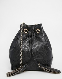 Сумка на шнурке с кисточками Yoki Fashion - Черный