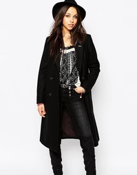 Удлиненное шерстяное пальто Maison Scotch - Черный