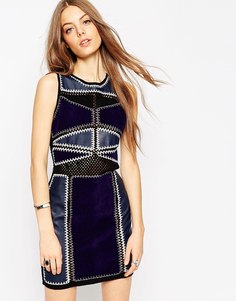 Облегающее платье под замшу в стиле пэтчворк ASOS - Мульти