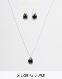 Набор из серебряных сережек и ожерелья ASOS - Черный