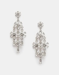 Броские серьги с цветами из кристаллов ASOS - Родий