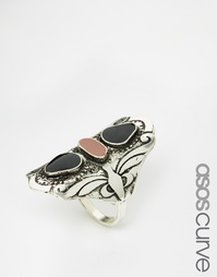 Кольцо с камнями ASOS CURVE Nomad - Шлифованный серебряный