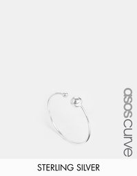 Незамкнутое серебряное кольцо с бусинкой ASOS CURVE - Серебряный