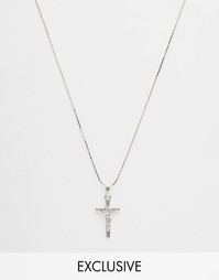 Серебряное ожерелье с крестиком Reclaimed Vintage - Серебряный