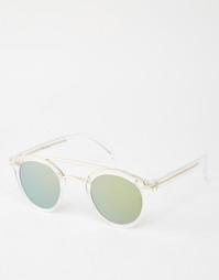 Круглые солнцезащитные очки с металлической переносицей и плоскими сте Asos