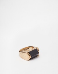 Черное кольцо с призмой Icon Brand - Золотой