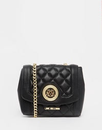 Черная стеганая сумка с цепочкой на плечо Love Moschino - 000 черный