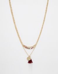Многослойное ожерелье с подвеской ASOS - Золотой