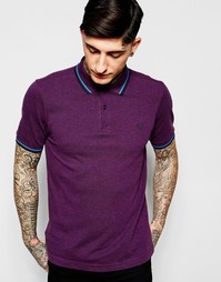 Приталенная фиолетовая футболка-поло с контрастной отделкой Fred Perry