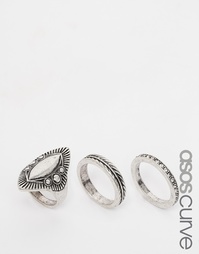 Набор из 3 колец ASOS CURVE - Серебряный