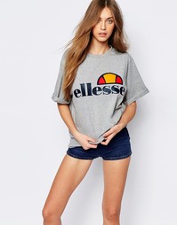 Oversize-футболка бойфренда с логотипом спереди Ellesse - Серый меланж