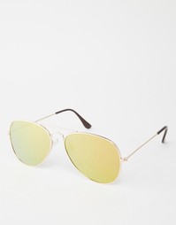 Солнцезащитные очки‑авиаторы с плоскими стеклами ASOS - Золотой