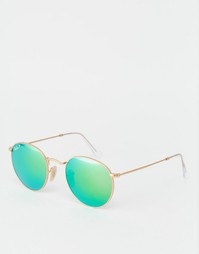 Круглые поляризованные солнцезащитные очки Ray-Ban RB3447 - Золотой