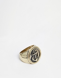 Кольцо с печаткой с изображением якоря ASOS - Золотой