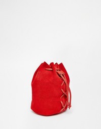Компактная замшевая сумка дафл с шнуровкой ASOS - Красный