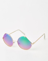 Круглые солнцезащитные очки с цветными срезанными стеклами ASOS