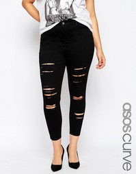 Рваные укороченные джинсы скинни ASOS CURVE Ridley - Черный