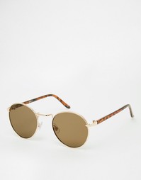Компактные солнцезащитные очки в стиле 70-х в круглой металлической оп Asos