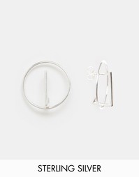 Серебряные серьги-кольца с треугольными подвесками ASOS